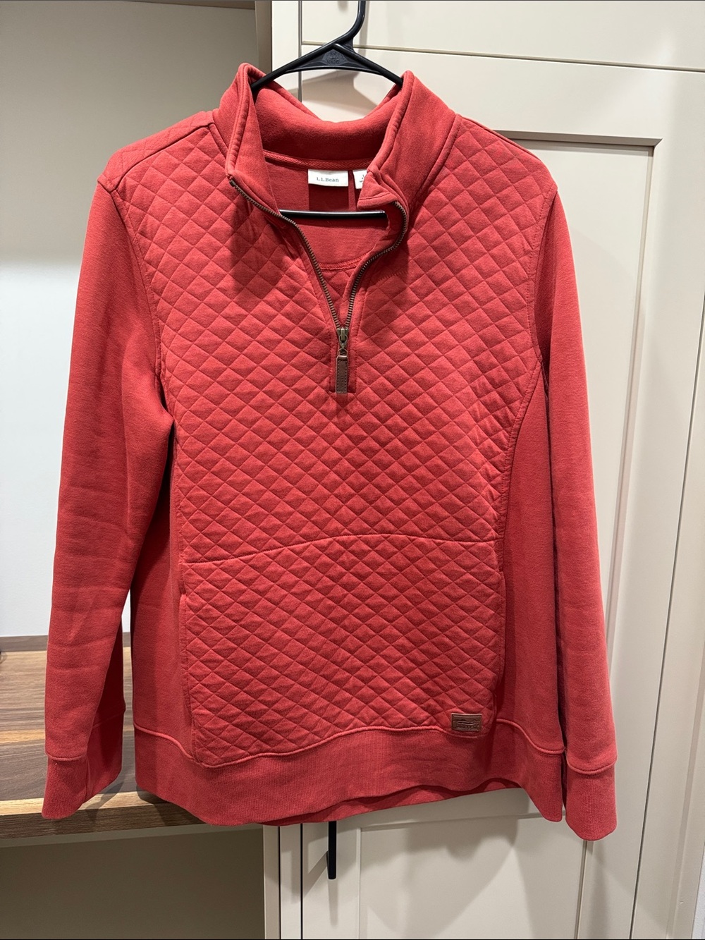 L.L. Bean Women’s Quilted Half-Zip Sweater - Orange/Rust